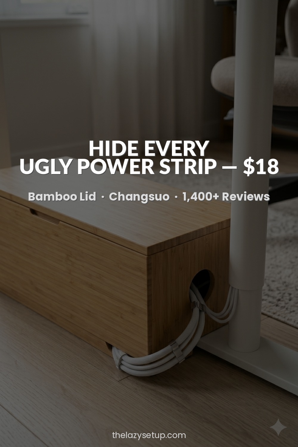 27 Pinterest-Worthy Desk Setup Ideas (That Are Actually Affordable) Cable management box with bamboo lid — Changsuo Amazon review
