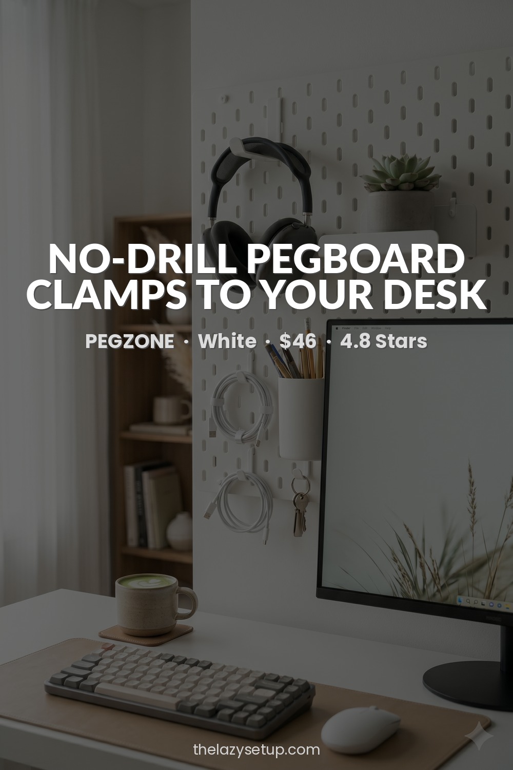 27 Pinterest-Worthy Desk Setup Ideas (That Are Actually Affordable) Clamp-on desk pegboard no drill — PEGZONE white Amazon