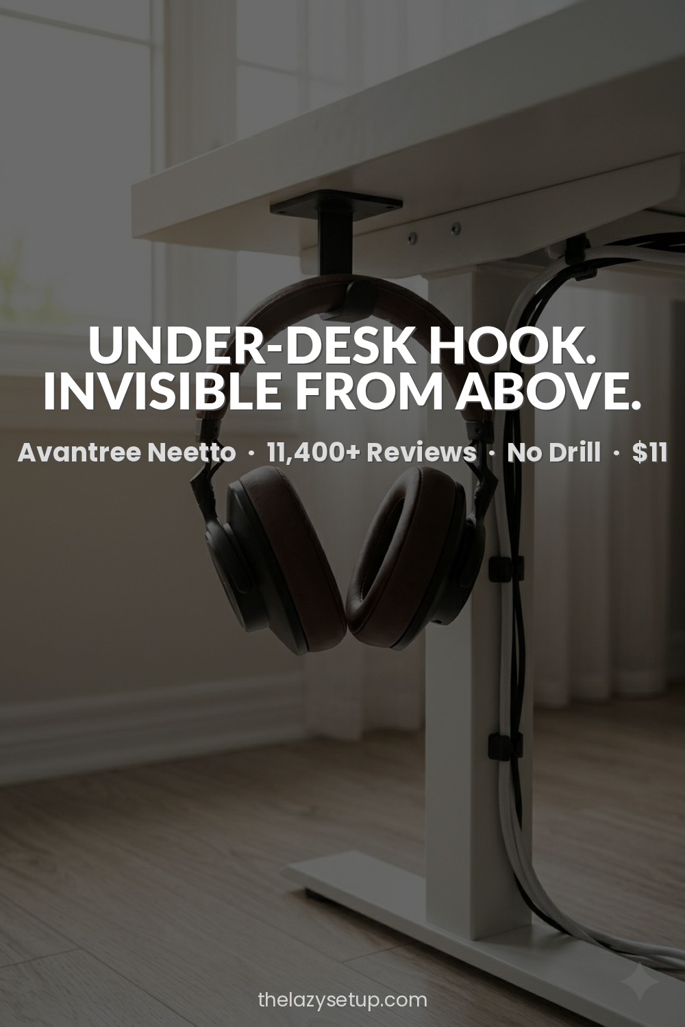 27 Pinterest-Worthy Desk Setup Ideas (That Are Actually Affordable) Under desk headphone hook clamp — Avantree Neetto HS907 Amazon