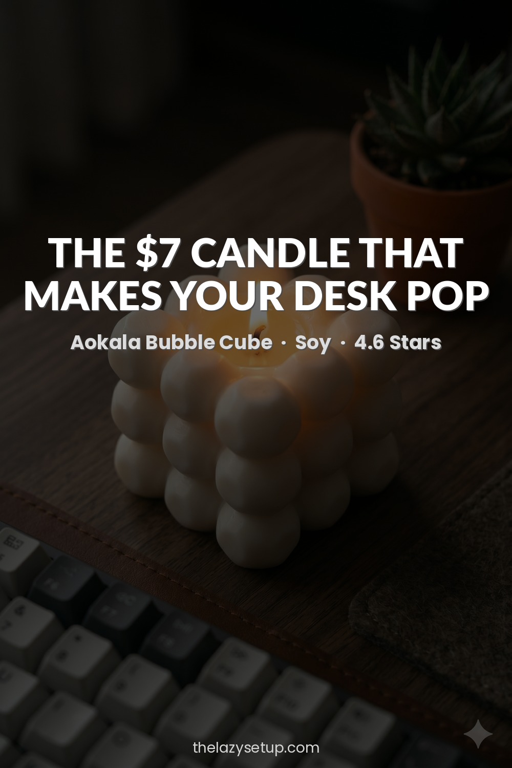27 Pinterest-Worthy Desk Setup Ideas (That Are Actually Affordable) Aesthetic bubble cube candle for desk — Aokala soy wax Amazon
