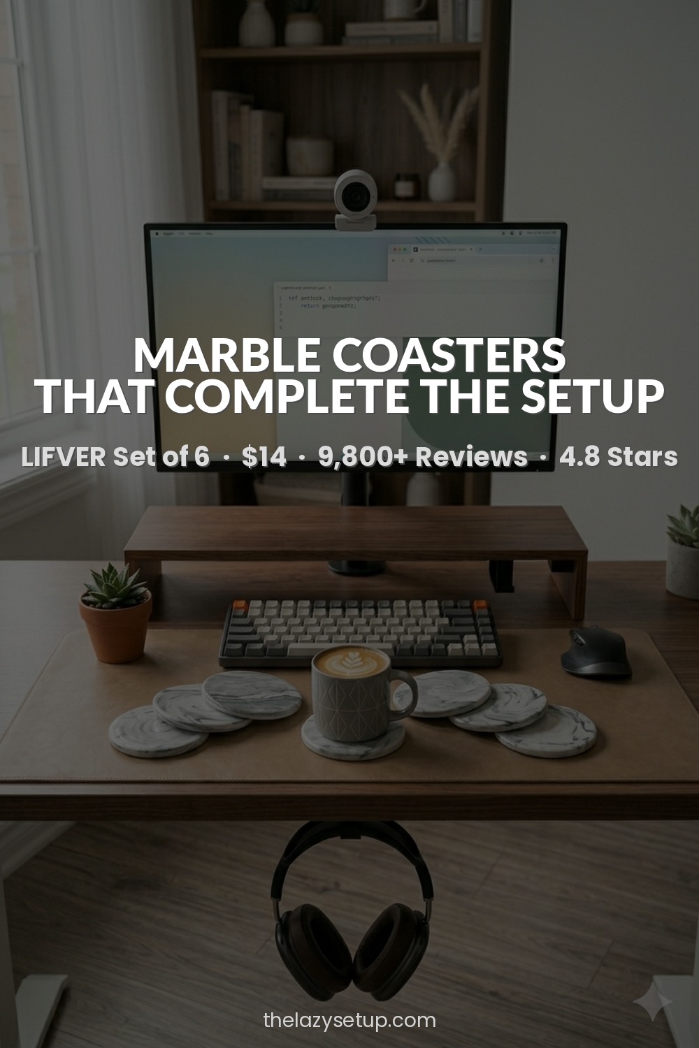27 Pinterest-Worthy Desk Setup Ideas (That Are Actually Affordable) Marble ceramic coaster set 6 pieces — LIFVER Amazon review