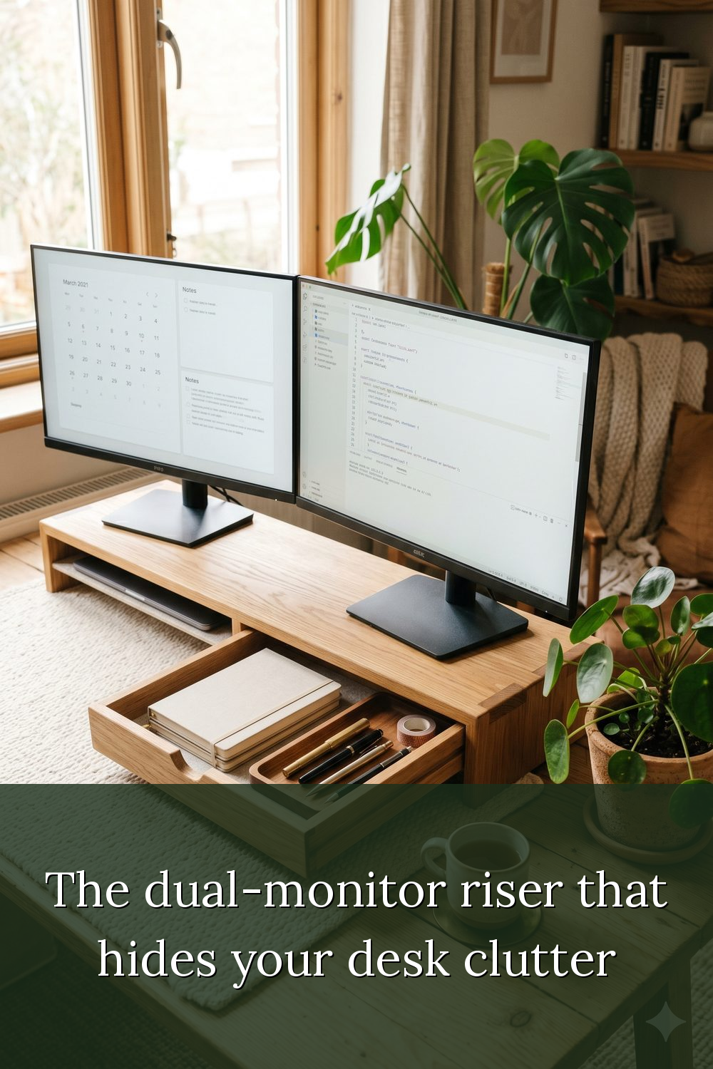 Fenge Dual Monitor Stand with Drawer