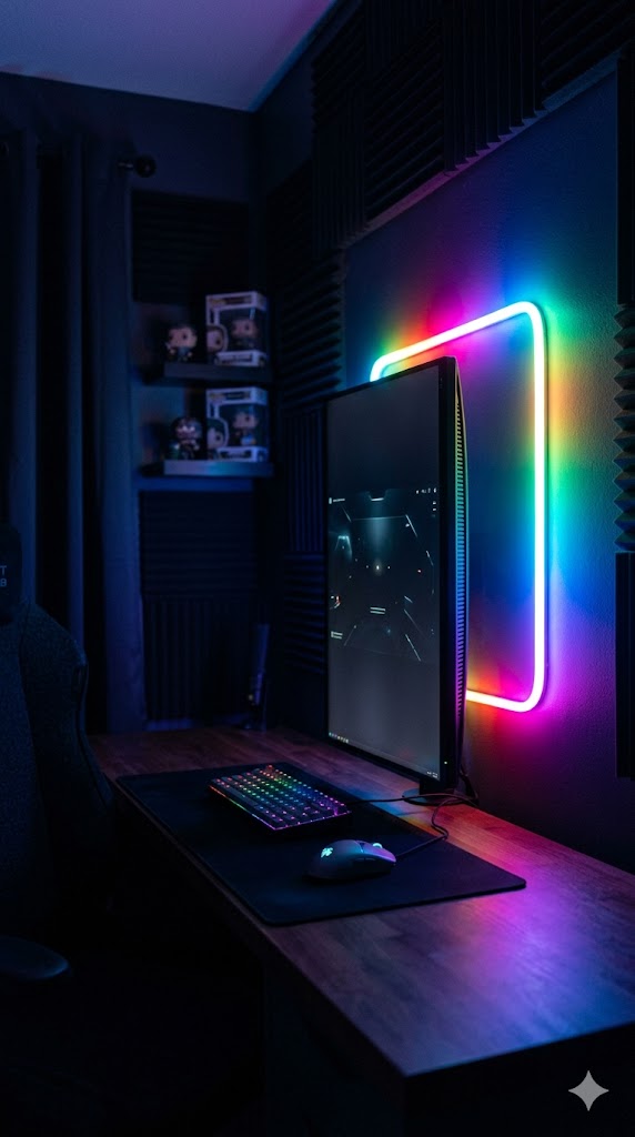 The Girly Aesthetic Desk Setup Guide: Pink, Cute & Actually Functional RGB LED strip lights glowing soft pink behind a desk monitor